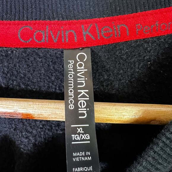 Calvin Klein Performance Crop Tight Knit Sweatshirt Womens XL Black Athleisure - Picture 7 of 7